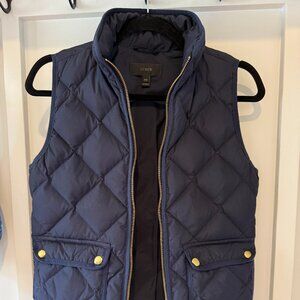 J. Crew Excursion Down Quilted Puffer Vest Women S Navy Blue Full Zip XXS